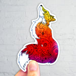 Fox with Henna and Paisley with some Mandelbrot mixed in.  fox silhouette sticker, fox sticker, paisley fox sticker, Mandelbrot sticker, floral fox sticker