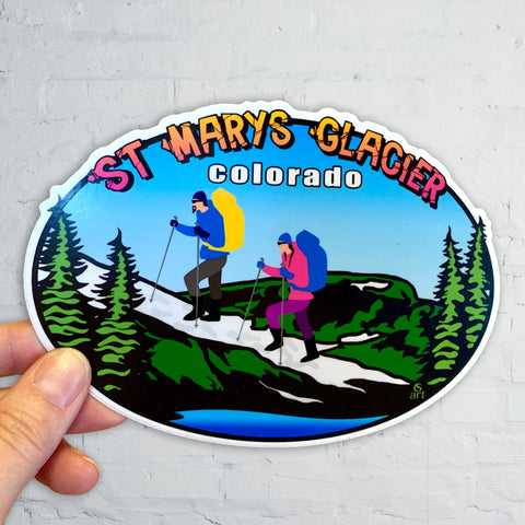 St. Marys Glacier Colorado sticker, colorado glacier hike sticker, snowshoeing sticker, backpacking sticker, glacier sticker, st marys glacier sticker, colorado mountain sticker, colorado sticker, colorado hike sticker