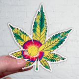 Rocky Mountain High sticker, cannabis sticker, maple leaf sticker, tie dye sticker, tie dye cannabis sticker, tie dye maple leaf sticker, colorado maple leaf, sticker colorado cannabis sticker