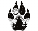 Artwork - Wolf Paw : full moon, star, black and white, dotwork