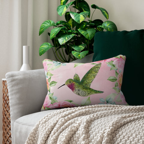 Hummingbird with Henna pillow, Mandelbrot pillow, Paisley pillow, hummingbird silhouette pillow, bird silhouette lumbar pillow, hummingbird pillow, hummingbird lumbar pillow, bird pillow, floral pillow, flower pillow, henna pillow