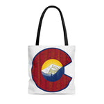 Colorado Flag C with Mount Eva and Aspen Trees Shopping Tote, colorado flag Shopping Tote, colorado flag grocery bag, aspen tree Shopping Tote, colorado Shopping Tote, mountain Shopping Tote, forest Shopping Tote