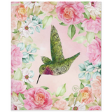 Hummingbird with Henna, Mandelbrot, Paisley designs inside, hummingbird silhouette blanket, bird silhouette throw, hummingbird throw, hummingbird blanket