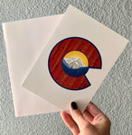 greeting card, Colorado Flag card, Colorado Flag thank you card, Colorado Flag greeting card, mountain greeting card, aspen trees greeting card, thank you card, congratulations card, condolence card, birthday card, Colorado Flag art, Colorado Flag artwork, Colorado Flag design