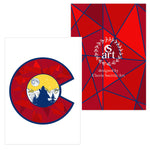 Colorado Flag Fractal Wolf Howling at a Full Moon : Wolf Paw Greeting Card: wolf howling at the moon, colorado mountains, fractal colorado c, wolf silhouette, Colorado Flag C Wolf howling silhouette, Colorado Flag C Wolf howling, Colorado Flag C Wolf howling Silhouette Greeting Card, Colorado Flag C Wolf howling Silhouette card