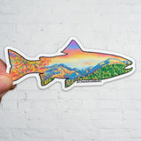 Rainbow Trout Sticker, trout sticker, fish sticker, mountain sticker, fall color sticker, fall sticker, colorado mountain sticker, longs peak sticker, half mountain sticker, glacier gorge sticker, bear lake sticker, estes park sticker, Rainbow Trout decal, trout decal, fish decal, mountain decal, fall color decal, fall decal, colorado mountain decal, longs peak decal, half mountain decal, glacier gorge decal, bear lake decal, estes park decal