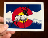 Colorado Flag Deer with mountain range, colorado flag sticker, colorado flag slap
