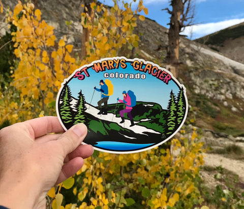 St. Marys Glacier Colorado sticker, colorado glacier hike sticker, snowshoeing sticker, backpacking sticker, glacier sticker, st marys glacier sticker, colorado mountain sticker, colorado sticker, colorado hike sticker