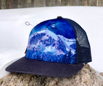 Competing for Attention Trucker Hat - mountains and galaxy, vail mountain hat, galaxy hat, mountain hat, colorado hat