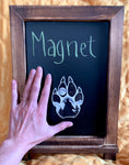 Magnet Wolf Paw : full moon, star, black and white, dotwork
