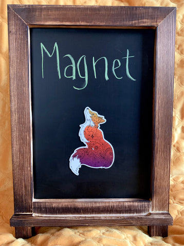 Magnet Fox : henna, paisley, mandala, Mandelbrot