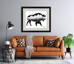 Buffalo drawing, bison with the Grand Teton mountain range inside. Can you find the big dipper? colorado artist, colorado art, colorado artwork, montana art, tetons drawing, buffalo silhouette drawing, bison silhouette art, buffalo art, bison art, buffalo artwork, bison artwork, black and white buffalo art, black and white buffalo artwork, black and white buffalo drawing