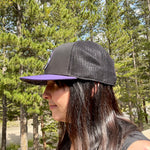 Purple Elevation Addict Hat; Are you an elevation addict?  This hat is for you, line art telluride hat, line art colorado flowers, colorado rockies hat, mountain hat, colorado hat, mountain trucker hat, colorado trucker hat, line art trucker hat