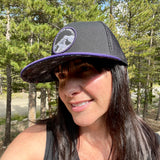 Purple Elevation Addict Hat; Are you an elevation addict?  This hat is for you, line art telluride hat, line art colorado flowers, colorado rockies hat, mountain hat, colorado hat, mountain trucker hat, colorado trucker hat, line art trucker hat