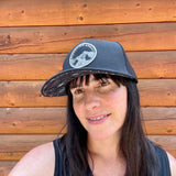 Black Elevation Addict Hat; Are you an elevation addict?  This hat is for you, line art telluride hat, line art colorado flowers, colorado rockies hat, mountain hat, colorado hat, mountain trucker hat, colorado trucker hat, line art trucker hat