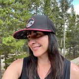 Red Elevation Addict Hat; Are you an elevation addict?  This hat is for you, line art telluride hat, line art colorado flowers, colorado rockies hat, mountain hat, colorado hat, mountain trucker hat, colorado trucker hat, line art trucker hat