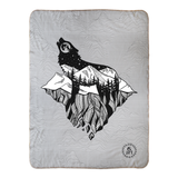 Mt. lEVAtation, wolf silhouette blanket, wolf howling at moon blanket, wolf on floating island blanket, full moon blanket, mountain blanket, floating island blanket, wolf silhouette blanket