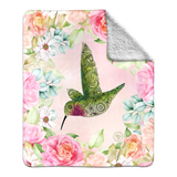 Hummingbird with Henna, Mandelbrot, Paisley designs inside, hummingbird silhouette blanket, bird silhouette throw, hummingbird throw, hummingbird blanket