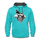 Unisex Hoodie : Mt. LEVAtation - scuba blue/asphalt; Night Wolf Island Hoodie; floating island sweatshirt, wolf howling silhouette hoodie, wolf howling on floating island sweatshirt, wolf howling on floating island hoodie, wolf hoodie, wolf sweatshirt, mountain hoodie, mountain sweatshirt, colorado hoodie, colorado sweatshirt