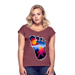Colorado Flag with a colorful big foot (yeti) walking in the forest at night. The mountain range is Pikes Peak in Colorado Springs. Colorado flag t-shirt, yeti t-shirt, big foot t-shirt, Bigfoot t-shirt, big foot shirt, yeti shirt, blood moon colorado flag