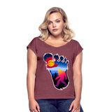 Colorado Flag with a colorful big foot (yeti) walking in the forest at night. The mountain range is Pikes Peak in Colorado Springs. Colorado flag t-shirt, yeti t-shirt, big foot t-shirt, Bigfoot t-shirt, big foot shirt, yeti shirt, blood moon colorado flag