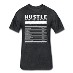 Unisex 50/50 T-Shirt : HUSTLE Nutritional Facts - heather black; hustle, hstl, hustler, gym hustle, gym motivation, motivational quote, motivational shirt, motivation shirt, hustle nutritional information, what it takes to get fit, hustle shirt, hustle t-shirt, motivational quote shirt, hstl shirt, motivational shirt