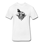 Unisex 50/50 T-Shirt : Mt. LEVAtation - white; Mt. lEVAtation Night Wolf on floating island; floating island t-shirt, wolf howling silhouette t-shirt, shirt with wolf howling on floating island, t-shirt with wolf howling on floating island