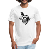 Unisex 50/50 T-Shirt : Mt. LEVAtation - white; Mt. lEVAtation Night Wolf on floating island; floating island t-shirt, wolf howling silhouette t-shirt, shirt with wolf howling on floating island, t-shirt with wolf howling on floating island