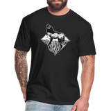Unisex 50/50 T-Shirt : Mt. LEVAtation - black; Mt. lEVAtation Night Wolf on floating island; floating island t-shirt, wolf howling silhouette t-shirt, shirt with wolf howling on floating island, t-shirt with wolf howling on floating island