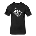 Unisex 50/50 T-Shirt : Mt. LEVAtation - black; Mt. lEVAtation Night Wolf on floating island; floating island t-shirt, wolf howling silhouette t-shirt, shirt with wolf howling on floating island, t-shirt with wolf howling on floating island