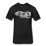 Unisex 50/50 T-Shirt : Telluride (White Outline) - black; Telluride Ski Resort mountain lines, Telluride shirt, Telluride Ski Area t-shirt, Colorado Mountains shirt, Colorado t-shirt, Colorado Art shirt, line art t-shirt, mountain line art shirt