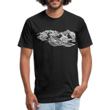 Unisex 50/50 T-Shirt : Telluride (White Outline) - black; Telluride Ski Resort mountain lines, Telluride shirt, Telluride Ski Area t-shirt, Colorado Mountains shirt, Colorado t-shirt, Colorado Art shirt, line art t-shirt, mountain line art shirt