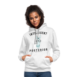 Unisex Hoodie : Intelligent Posterior - white/gray; funny hoodie, funny sweatshirt, math equation hoodie, clever hoodie, smart ass hoodie, intelligent hoodie, Smart Ass Design featuring a burro (aka. donkey), math formulas, math art, #MATHLOVE #MATHLIFE #SMARTASS