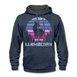 Unisex Hoodie : Llamacorn - indigo heather/asphalt; funny llamacorn hoodie, cute llamacorn hoodie, magical llamacorn hoodie, majestic llamacorn hoodie, awkward llamacorn hoodie, funny llama sweatshirt, cute llama sweatshirt, magical llama sweatshirt, majestic llama sweatshirt, awkward llama sweatshirt, funny unicorn sweatshirt, cute unicorn sweatshirt, magical unicorn sweatshirt, majestic unicorn hoodie, awkward unicorn hoodie