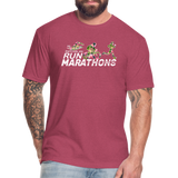 Unisex 50/50 T-Shirt : That's CUTE, You Run Marathons - heather burgundy; funny triathlete shirt, funny runner shirt, funny run shirt, funny marathon shirt, funny sport shirt, funny triathlete t-shirt, funny runner t-shirt, funny run t-shirt, funny marathon t-shirt, funny sport t-shirt