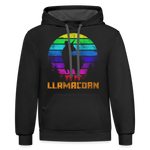 Unisex Hoodie : Pride Llamacorn - black/asphalt; funny llamacorn hoodie, cute llamacorn hoodie, magical llamacorn hoodie, majestic llamacorn hoodie, awkward llamacorn hoodie, funny llama sweatshirt, cute llama sweatshirt, magical llama sweatshirt, majestic llama sweatshirt, awkward llama sweatshirt, funny unicorn sweatshirt, cute unicorn sweatshirt, magical unicorn sweatshirt, majestic unicorn hoodie, awkward unicorn hoodie, pride hoodie, pride llamacorn hoodie