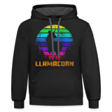 Unisex Hoodie : Pride Llamacorn - black/asphalt; funny llamacorn hoodie, cute llamacorn hoodie, magical llamacorn hoodie, majestic llamacorn hoodie, awkward llamacorn hoodie, funny llama sweatshirt, cute llama sweatshirt, magical llama sweatshirt, majestic llama sweatshirt, awkward llama sweatshirt, funny unicorn sweatshirt, cute unicorn sweatshirt, magical unicorn sweatshirt, majestic unicorn hoodie, awkward unicorn hoodie, pride hoodie, pride llamacorn hoodie