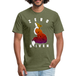 Unisex 50/50 T-Shirt : Zero Fox Given - heather military green; funny fox t-shirt, zero fox given t-shirt, fox silhouette t-shirt, paisley fox t-shirt, funny fox shirt, zero fox given shirt, fox silhouette shirt, paisley fox shirt