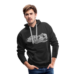 Unisex Hoodie : Telluride  (White Outline) - black; telluride colorado sweatshirt, telluride colorado hoodie, colorado sweatshirt, colorado hoodie, line art hoodie, line art sweatshirt, mountain sweatshirt, mountain hoodie, colorado mountain hoodie, colorado mountain sweatshirt
