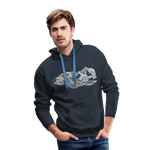 Unisex Hoodie : Telluride  (White Outline) - navy; telluride colorado sweatshirt, telluride colorado hoodie, colorado sweatshirt, colorado hoodie, line art hoodie, line art sweatshirt, mountain sweatshirt, mountain hoodie, colorado mountain hoodie, colorado mountain sweatshirt