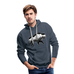Unisex Hoodie : Teton Buffalo - heather denim; Buffalo hoodie, buffalo sweatshirt, bison sweatshirt, bison hoodie, Buffalo Silhouette sweatshirt, buffalo silhouette hoodie, grand tTeton sweatshirt, grand Teton hoodie, constellation sweatshirt, constellation hoodie, mountain sweatshirt, mountain hoodie