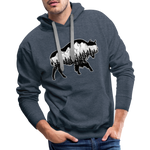Unisex Hoodie : Teton Buffalo - heather denim; Buffalo hoodie, buffalo sweatshirt, bison sweatshirt, bison hoodie, Buffalo Silhouette sweatshirt, buffalo silhouette hoodie, grand tTeton sweatshirt, grand Teton hoodie, constellation sweatshirt, constellation hoodie, mountain sweatshirt, mountain hoodie