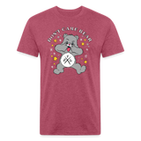 Unisex 50/50 T-Shirt : Don't Care Bear; 0 Fucks Given - heather burgundy; zero fucks given care bear t-shirt, 0 fucks given t-shirt, don't care bear t-shirt, cute care bear t-shirt, funny care bear t-shirt, bear t-shirt, fuck you care bear t-shirt, fu care bear t-shirt