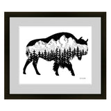 Buffalo drawing, bison with the Grand Teton mountain range inside. Can you find the big dipper? colorado artist, colorado art, colorado artwork, montana art, tetons drawing, buffalo silhouette drawing, bison silhouette art, buffalo art, bison art, buffalo artwork, bison artwork, black and white buffalo art, black and white buffalo artwork, black and white buffalo drawing