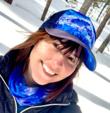 Vail mountain hat, galaxy trucker hat, Colorado mountain hats, limited edition trucker hat, cosmic snapback hat, outdoor adventure headwear, hidden visor art hat, mountain landscape trucker hat, galaxy fine art hat, wearable art snapback, sublimated visor hat, celestial mountain apparel, unique graphic trucker hats, cosmic wilderness hat, Vail Colorado souvenirs, Rocky Mountain trucker hat, Colorado lifestyle apparel, Vail ski resort hats, aprés ski snapback hat, alpine sunrise headwear, gifts for mountain 