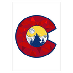 Colorado Flag Fractal Wolf Howling at a Full Moon : Wolf Paw Greeting Card: wolf howling at the moon, colorado mountains, fractal colorado c, wolf silhouette, Colorado Flag C Wolf howling silhouette, Colorado Flag C Wolf howling, Colorado Flag C Wolf howling Silhouette Greeting Card, Colorado Flag C Wolf howling Silhouette card